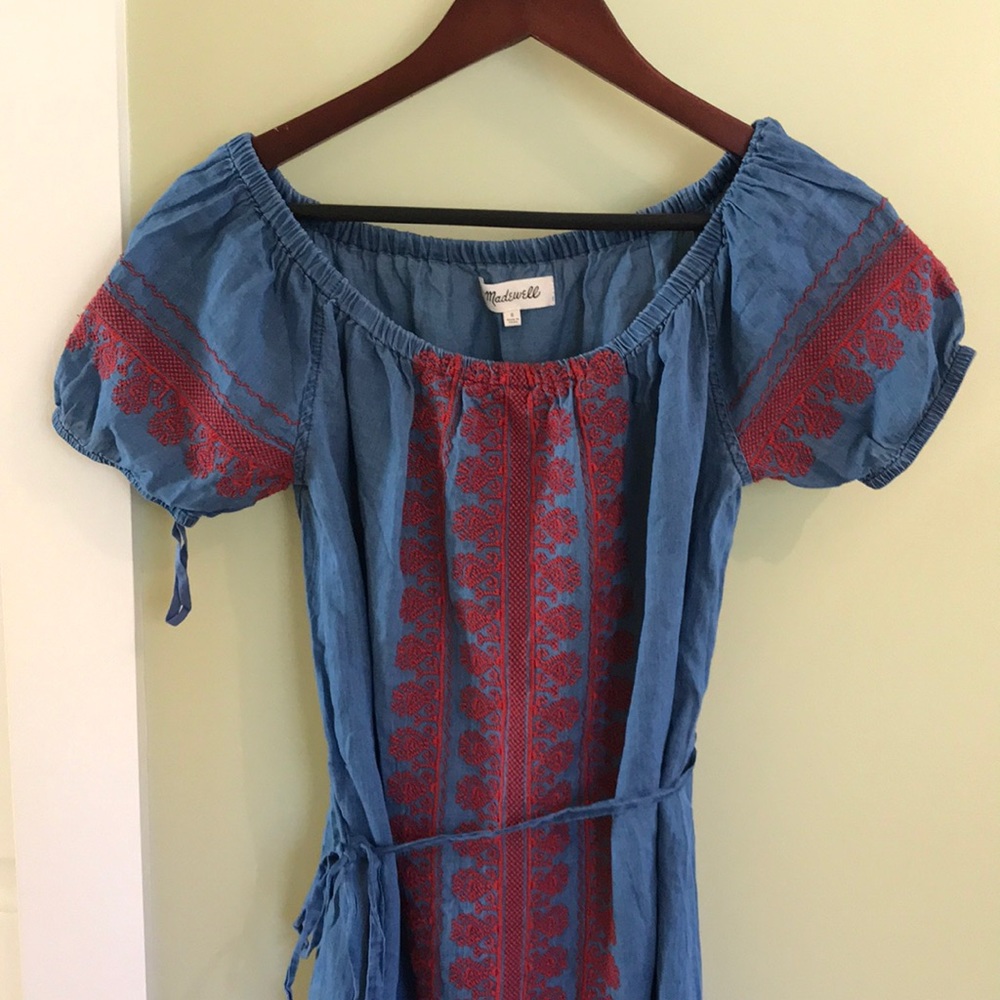 Madewell 100% cotton off the shoulder dress